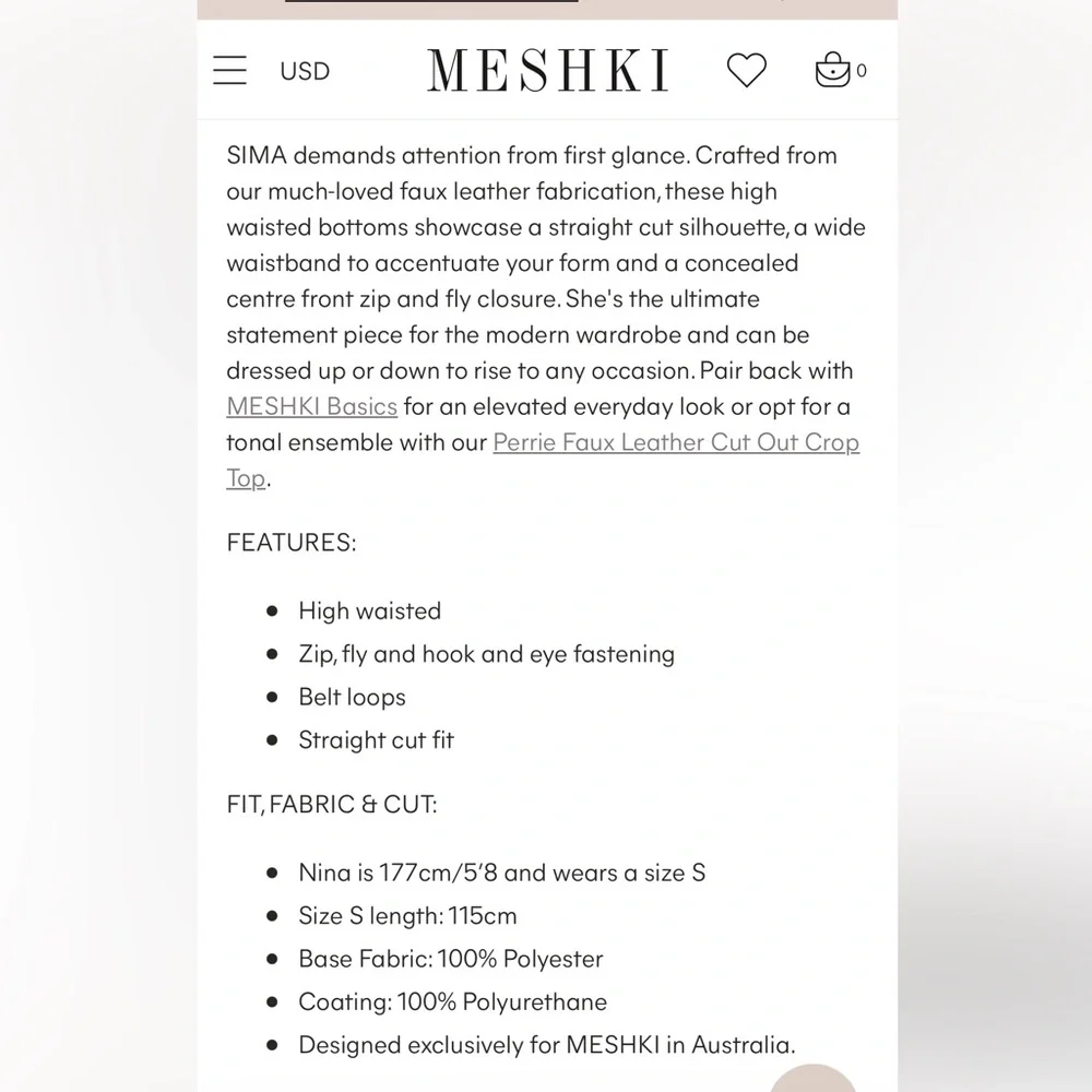 NWT Meshki Black Sima Faux Leather High Waisted Pants - Picture 11 of 14